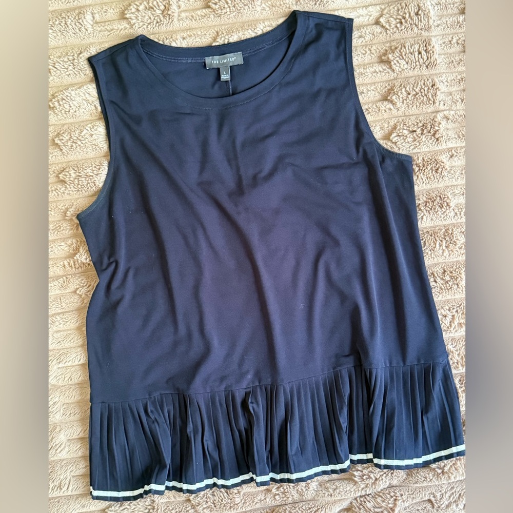 The Limited Blue Pleated Tank Top